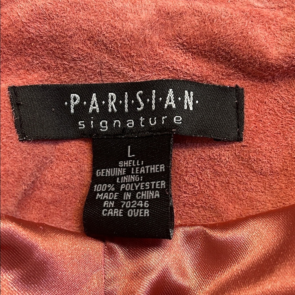 Parisian Signature Women's Suede Real Leather Jacket Blazer Pink Coral L - Picture 10 of 15